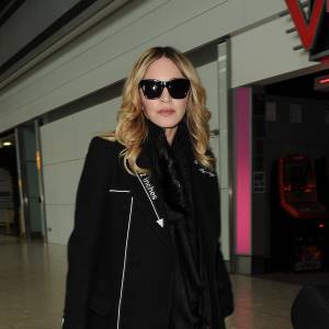 Madonna à l'aéroport d'Heathrow, à Londres, le 7 avril 2016