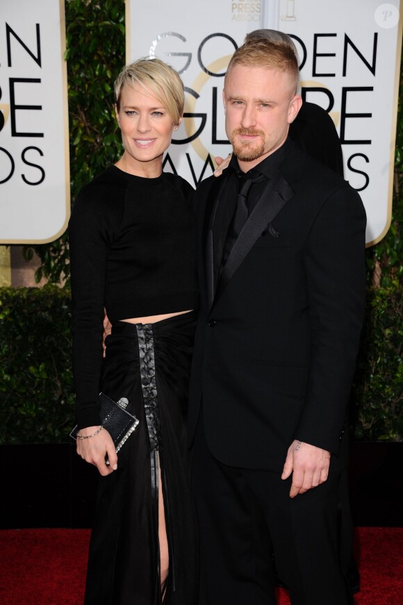 Robin Wright et Ben Foster (habillés en Ralph Lauren) - La 72e cérémonie annuelle des Golden Globe Awards à Beverly Hills, le 11 janvier 2015