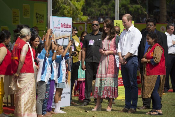 Le prince William et la duchesse de Cambridge, Catherine Kate Middleton au parc Oval Maidan à Bombay le 10 avril 2016