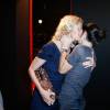 Sandrine Kiberlain (César de la meilleure actrice pour le rôle d'Ariane Felder dans 9 mois ferme) et sa fille Suzanne - Dîner au Fouquet's - 39e cérémonie des Cesar à Paris, le 28 février 2014.