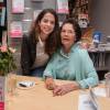 Exclusif - Anouchka Delon, Raymonde Viret - Raymonde Viret pose pour la sortie de son livre "Trouvez votre voix !" à la librairie Albin Michel mais aussi pour son 92ème anniversaire boulevard Saint-Germain à Paris le 11 avril 2016.