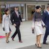 Cérémonie de bienvenue de la famille royale de Danemark à l'aéroport de Copenhague le 13 avril 2016 en l'honneur du président du Mexique Enrique Pena Nieto et son épouse Angelica Rivera.