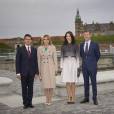 Le prince Frederik et la princesse Mary de Danemark ont accompagné le président du Mexique Enrique Pena Nieto et sa femme Angèlica Rivera lors de leur visite au château de Kronborg et au musée Maritime à Elseneur, le 13 avril 2016, lors de leur visite d'Etat.