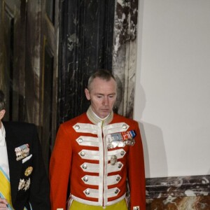 Le prince Frederik et la princesse Mary de Danemark arrivent au banquet d'Etat pour le président du Mexique Enrique Pena Nieto et sa femme Angelica Rivera au château de Fredensborg le 13 avril 2016