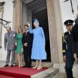 La reine Margrethe II de Danemark et le prince Henrik accueillent le président du Mexique Enrique Pena Nieto et sa femme Angelica Rivera au château de Fredensborg, à l'occasion de leur visite d'Etat au Danemark le 13 avril 2016
