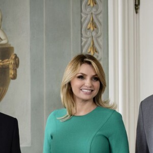 La reine Margrethe II de Danemark et le prince Henrik accueillent le président du Mexique Enrique Pena Nieto et sa femme Angelica Rivera au château de Fredensborg, à l'occasion de leur visite d'Etat au Danemark le 13 avril 2016