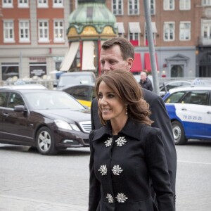 Le prince Joachim et la princesse Marie de Danemark arrivent à l'Hôtel d'Angleterre à Copenhague pour le dîner final de la visite officielle du président mexicain Enrique Peña Nieto, le 14 avril 2016.