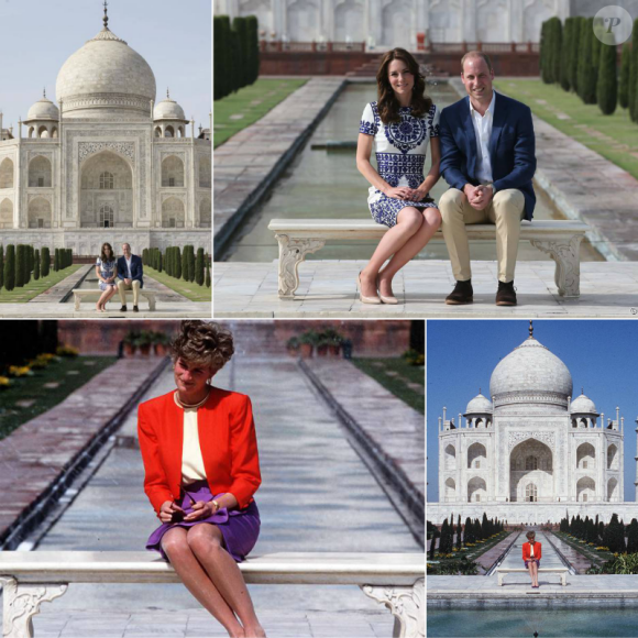 Le prince William et Kate Middleton, 24 ans après Lady Di, ont pris la pose devant le Taj Mahal le 16 avril 2016, au dernier jour de leur tournée royale en Inde.