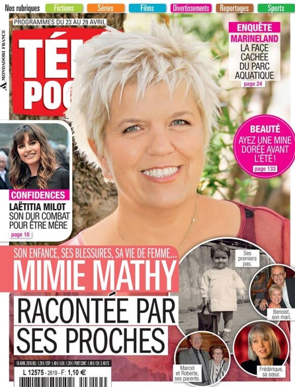 Mimie Mathy en couverture du magazine "Télé Poche", pour l'édition du 23 au 29 avril 2016