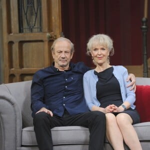 Patrick Chesnais, Evelyne Buyle, - Filage de la pièce de théâtre "Une famille modèle" au Théâtre Montparnasse à Paris le 19 janvier 2016. © Coadic Guirec/Bestimage