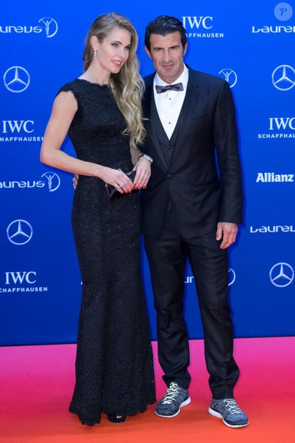 Luis Figo et sa femme Helen Svedin assistent aux Laureus World Sports Awards 2016" à Berlin. Le 18 avril 2016.