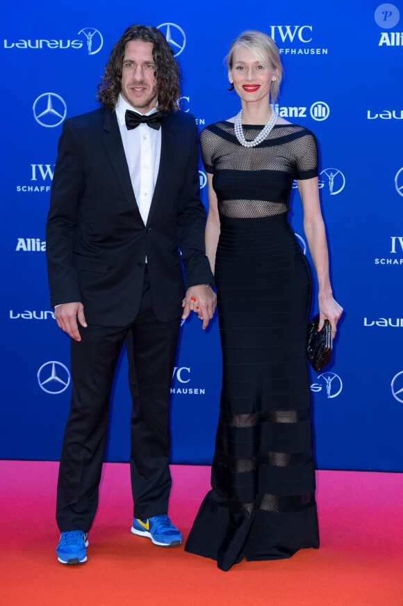 Carles Puyol et sa compagne Vanessa Lorenzo assistent aux Laureus World Sports Awards 2016" à Berlin. Le 18 avril 2016.