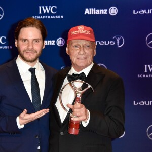 Daniel Brühl et Niki Lauda - lauréat du 'Laureus Lifetime Achievement Award' lors des Laureus World Sports Awards 2016" à Berlin le 18 Avril 2016.18/04/2016 - Berlin