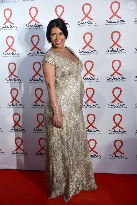 Ayem Nour enceinte - Soirée de lancement du Sidaction 2016 au Musée du Quai Branly à Paris le 7 mars 2016. © Giancarlo Gorassini/Bestimage