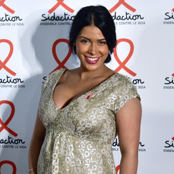 Ayem Nour enceinte - Soirée de lancement du Sidaction 2016 au Musée du Quai Branly à Paris le 7 mars 2016. © Giancarlo Gorassini/Bestimage