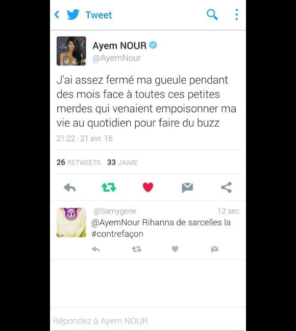 Ayem Nour critique Nehuda des "Anges 8" sur Twitter
