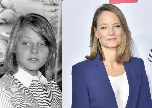 Jodie Foster à 13 ans à Cannes en 1976 et à New York en 2016 (photomontage)