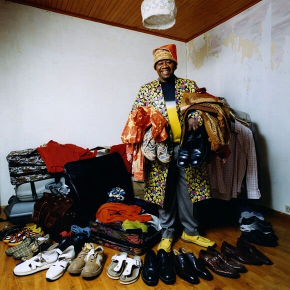 Papa Wemba chez lui à Aulnay-Sous-Bois, le 10 février 2002