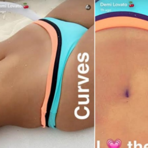 Demi Lovato enfin bien dans sa peau et fière de son corps, s'affiche en maillot sur Snapchat. Photo publiée, le 24 avril 2016