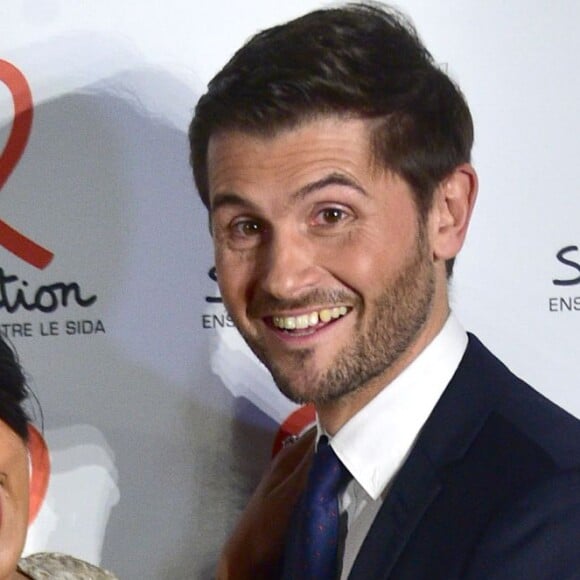 Ayem Nour enceinte et Christophe Beaugrand - Soirée de lancement du Sidaction 2016 au Musée du Quai Branly à Paris le 7 mars 2016. © Giancarlo Gorassini/Bestimage