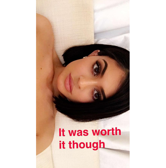 Sur son compte Snapchat, Kylie Jenner a publié une photo d'elle après la soirée du MET gala, le 2 mai 2016.