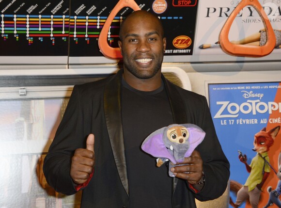 Teddy Riner à l'avant-première du film "Zootopie" au cinéma Gaumont Marignan à Paris, le 28 janvier 2016
