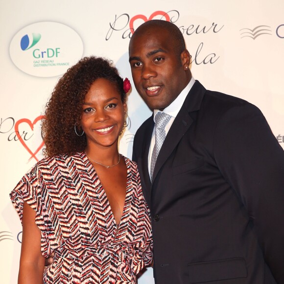 Teddy Riner et sa compagne Luthna au gala "Par Coeur" pour les 10 ans de l'association "Cekedubonheur" au pavillon d'Armenonville à Paris le 24 septembre 2015
