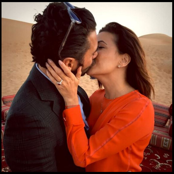 Eva Longoria, la bague au doigt, et son fiancé José à Dubaï, le 13 décembre 2015
