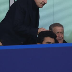 Nicolas Sarkozy, Jean-Claude Darmon - Match de l'équipe du Paris Saint Germain (PSG) contre l'équipe de Chelsea pour la 8e de finale retour de Ligue des champions à Londres le 11 mars 2015. Les parisiens se sont qualifiés en arrachant le nul 2-2.