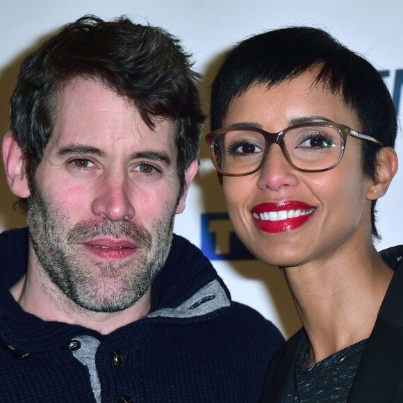 Sonia Rolland et son compagnon Jalil Lespert - Photocall du téléfilm "L'emprise" à l'occasion de la projection au cinéma "L'Arlequin" à Paris, le 21 janvier 2015.