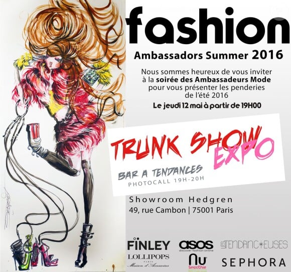 Fashion Ambassador Summer 2016, pour mettre en avant les penderies de l'été des ambassadeurs ASOS au showroom Hedgren a Paris, France, le 12 mai 2016.