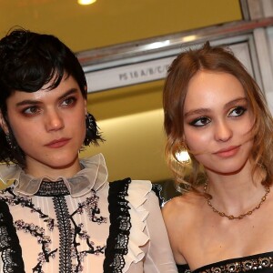 Soko et Lily-Rose Depp sortant de la projection du film "La Danseuse" lors du 69ème Festival International du Film de Cannes , le 13 mai 2016, film dans lequel elles interprètent un rôle. © Dominique Jacovides- Cyril Moreau/Bestimage