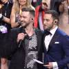 Le chanteur Justin Timberlake, invité spécial de la finale de l'Eurovision - Finale du concours de l'eurovision 2016 à Stockholm le 14 mai 2016.
