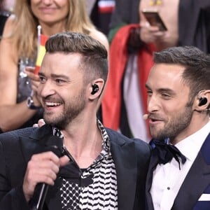 Le chanteur Justin Timberlake, invité spécial de la finale de l'Eurovision - Finale du concours de l'eurovision 2016 à Stockholm le 14 mai 2016.