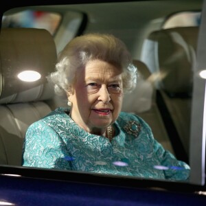 La reine Elizabeth II lors du spectacle équestre présenté le 15 mai 2016 au château de Windsor en l'honneur de ses 90 ans.