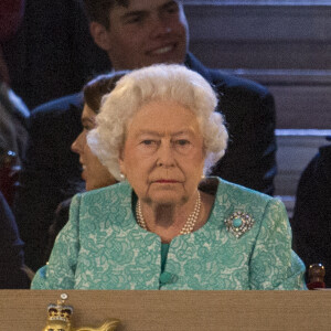 La reine Elizabeth II lors du spectacle équestre présenté le 15 mai 2016 au château de Windsor pour ses 90 ans.