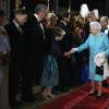 Imelda Staunton et la reine Elizabeth II lors du spectacle équestre présenté le 15 mai 2016 au château de Windsor en l'honneur des 90 ans de la reine Elizabeth II.