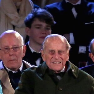 La reine Elizabeth II, le prince Philip et la duchesse de Cambridge lors du spectacle équestre présenté le 15 mai 2016 au château de Windsor en l'honneur des 90 ans de la reine Elizabeth II.