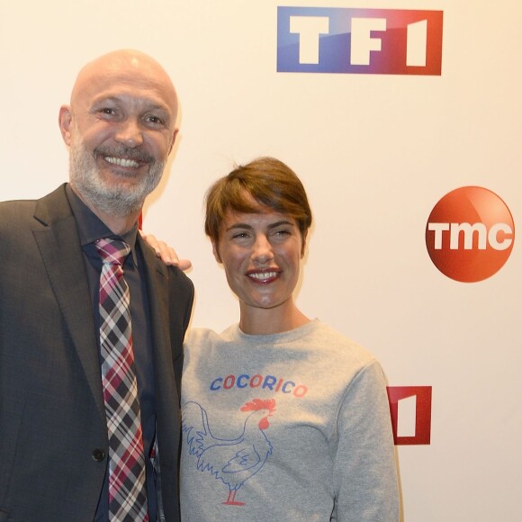 Frank Lebœuf et Alessandra Sublet - Conférence de presse de TF1 pour le lancement de l'Euro 2016 à Paris le 17 mai 2016. © Coadic Guirec/Bestimage