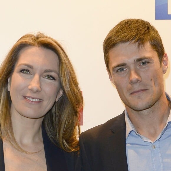 Anne-Claire Coudray et Yann Hovine - Conférence de presse de TF1 pour le lancement de l'Euro 2016 à Paris le 17 mai 2016. © Coadic Guirec/Bestimage