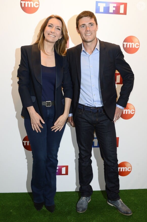 Anne-Claire Coudray et Yann Hovine - Conférence de presse de TF1 pour le lancement de l'Euro 2016 à Paris le 17 mai 2016. © Coadic Guirec/Bestimage