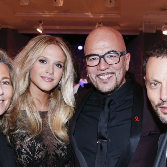 Claire Chazal, Pascal Obispo et sa femme Julie Hantson et Marc-Olivier Fogiel - Dîner de la mode 2016 pour le Sidaction au pavillon d'Armenonville à Paris, le 28 janvier 2016. © Olivier Borde/Bestimage