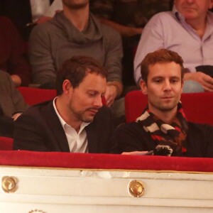 Exclusif - Marc-Olivier Fogiel et son mari François Roelants, Audrey Fleurot enceinte et son mari Djibril Glissant - Répétitions et Divers - Spectacle "Elles se croient toutes Joly" en hommage à Sylvie Joly, mis en scène par Pierre Palmade, au théâtre de Paris dans le 9e arrondissement à Paris, le 26 octobre 2015. © Dominique Jacovides - Romuald Meigneux / Bestimage