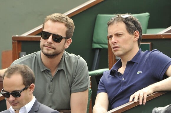 Marc-Olivier Fogiel et son mari François - People aux Internationaux de France de tennis de Roland Garros à Paris, le 29 mai 2014.