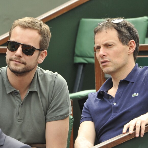 Marc-Olivier Fogiel et son mari François - People aux Internationaux de France de tennis de Roland Garros à Paris, le 29 mai 2014.