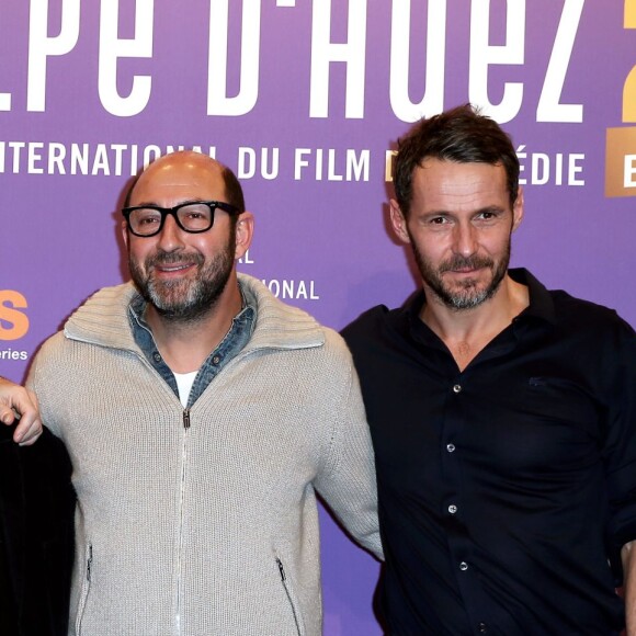 Franck Dubosc, Dominique Farrugia, Kad Merad, Julien Boisselier pour le film "Bis" - Soirée d'ouverture du 18ème festival international du film de comédie de l'Alpe d'Huez, le 14 janvier 2015