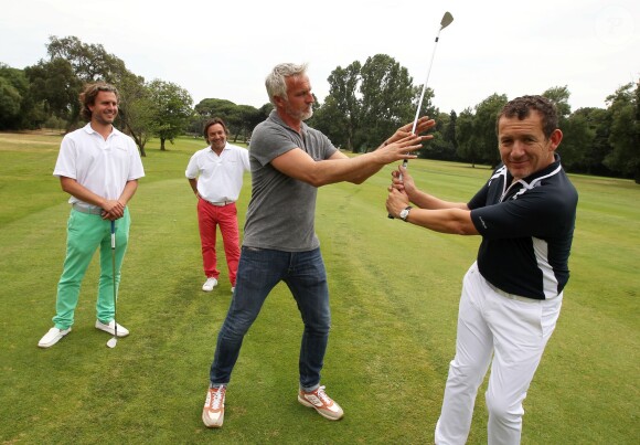 David Ginola et Dany Boon complices lors de la 4e édition de la Mapauto Golf Cup à Mandelieu-la-Napoule, le 12 juin 2015.