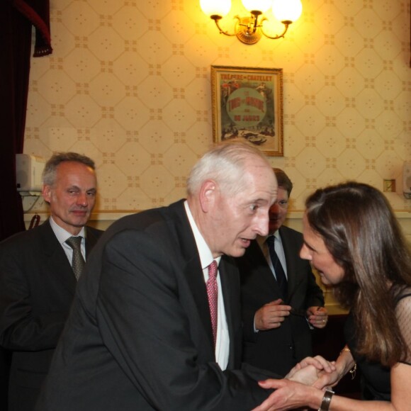 Exclusif - Le préfet de Police Michel Cadot et Agnès Zanardi, commissaire divisionnaire, chef de la brigade de répression du banditisme (BRB) - Soirée des 40 ans de la BRB (Brigade de répression du banditisme) dans les salons du théâtre du Châtelet à Paris le 17 mai 2016. Jean-Marie Bigard qui fêtait son 62ème anniversaire a dit en plaisantant qu'il préférait faire la fête avec des flics plutôt qu'avec sa femme et ses amis. © Didier Sabardin/Bestimage
