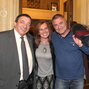 Exclusif - Ange Mancini (Patron du RAID entre 1985 et 1990) et sa femme, Jean-Marie Bigard - Soirée des 40 ans de la BRB (Brigade de répression du banditisme) dans les salons du théâtre du Châtelet à Paris le 17 mai 2016. Jean-Marie Bigard qui fêtait son 62ème anniversaire a dit en plaisantant qu'il préférait faire la fête avec des flics plutôt qu'avec sa femme et ses amis. © Didier Sabardin/Bestimage