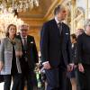 L'archiduc Lorenz et la princesse Astrid de Belgique, la princesse Claire et le prince Laurent de Belgique le 22 mai 2016 au palais royal à Bruxelles lors d'une cérémonie d'hommage aux victimes des attentats terroristes perpétrés le 22 mars 2016.